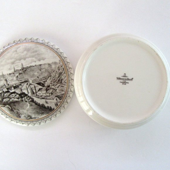 Villeroy and Boch trinket, jewelry keepsake box black & gray landscape & castle - Picture 7 of 8